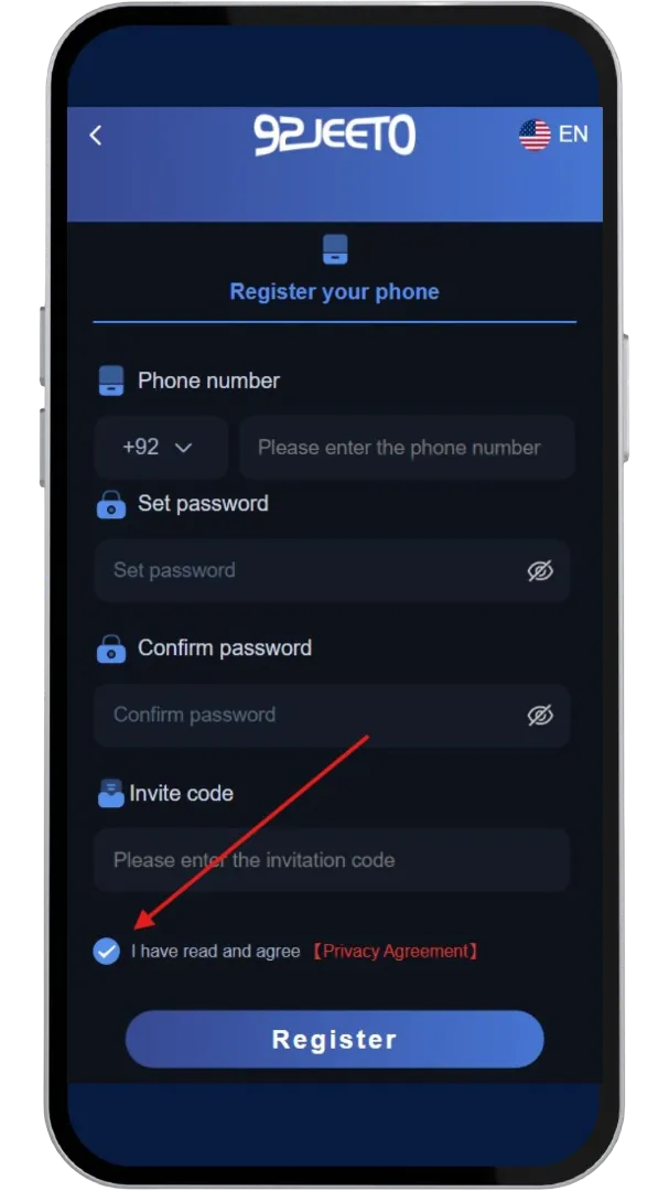 Read the privacy agreement and agree